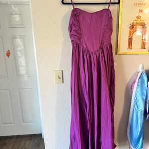 Free People L Purple Long Tube Top Dress w/Straps NWT